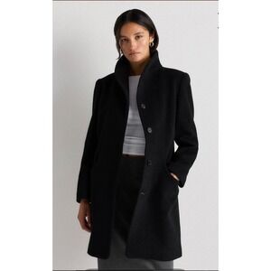 Quince Black Wool Cashmere Cocoon Coat NWOT Size M